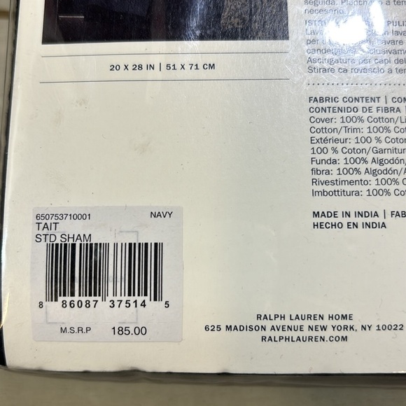 RALPH LAUREN
Tait Standard Sham Dimensions: 20"Lx 28 "W - Picture 4 of 6